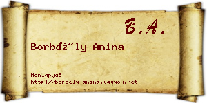 Borbély Anina névjegykártya